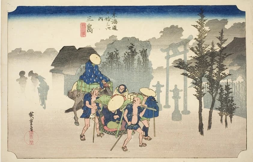 東海道五拾三次之内 三島 朝霧
