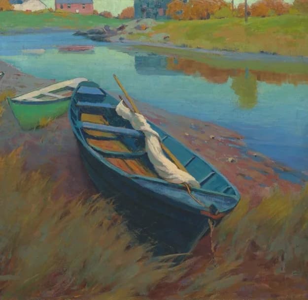 blue rowing boat