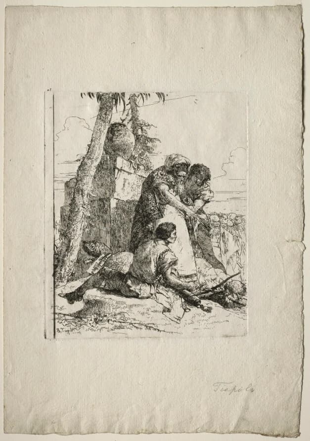 Scherzi di Fantasia: Magician Pointing Out a Burning Head to Two Youths(1750–60)