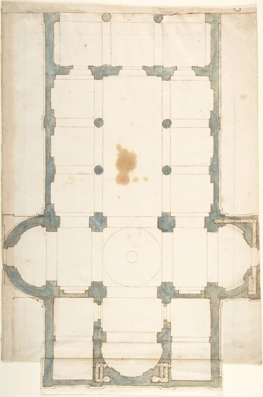 Plan for a Church with a Nave (recto); Framing Outlines (verso)