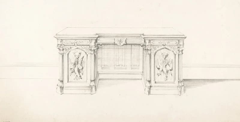 overall view of the wooden desk
