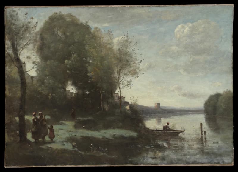 River with a Distant Tower