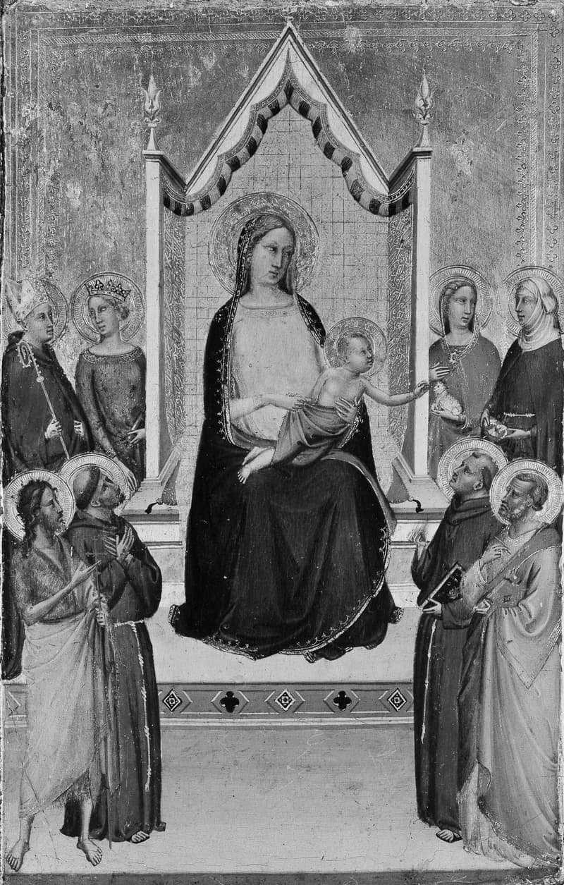 Virgin Mary seated on the throne