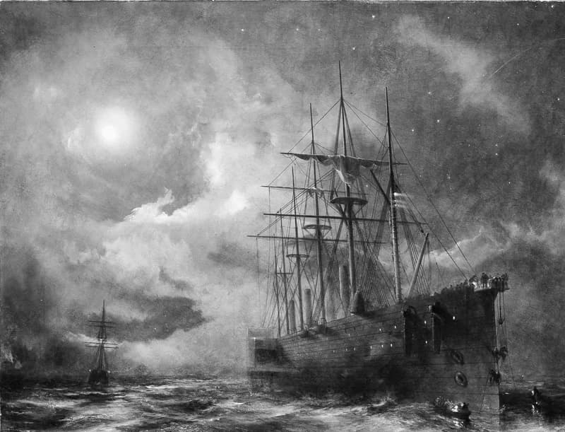 Dramatic clouds illuminated by moonlight