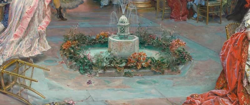 flower bed around the fountain